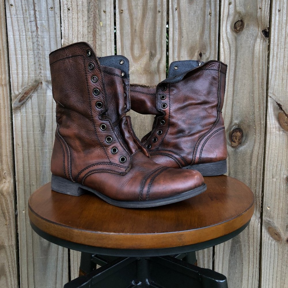Steve Madden - TROOPA BROWN LEATHER combat boots